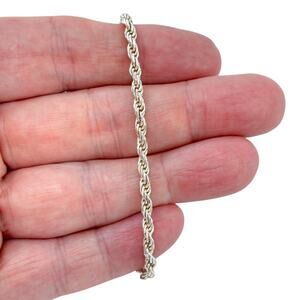 Estate Sterling Silver 925 3.3mm Rope Chain Anklet Bracelet 9.75"
